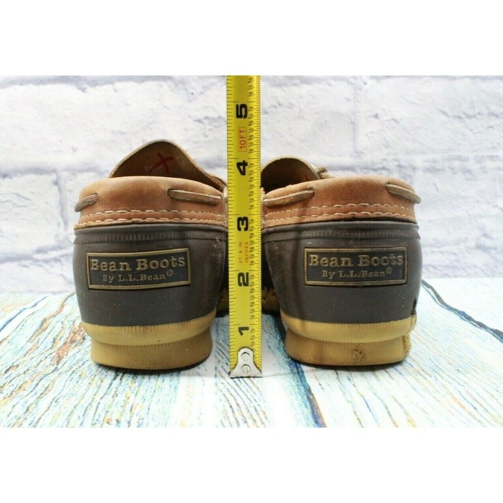 LL Bean Unlined Brown Leather Rubber Low Ankle Gum Shoe Duck Boots M 7 L 9 - Picture 8 of 10